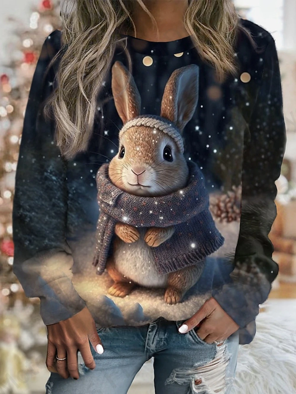 Lovely Rabbit 3d Print Hoodie Women Fashion O-neck Graphic Hoodies Women Sweats Animal Coat Girl Clothes Sports Sweatshirt Girl