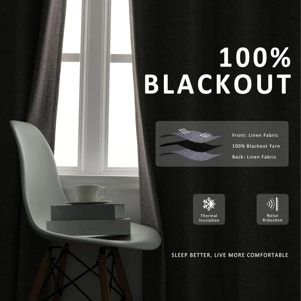 Extra Long Full Blackout Curtains 20ft Beige Linen Pinch Pleated with Hooks and Tieback for High Ceilings