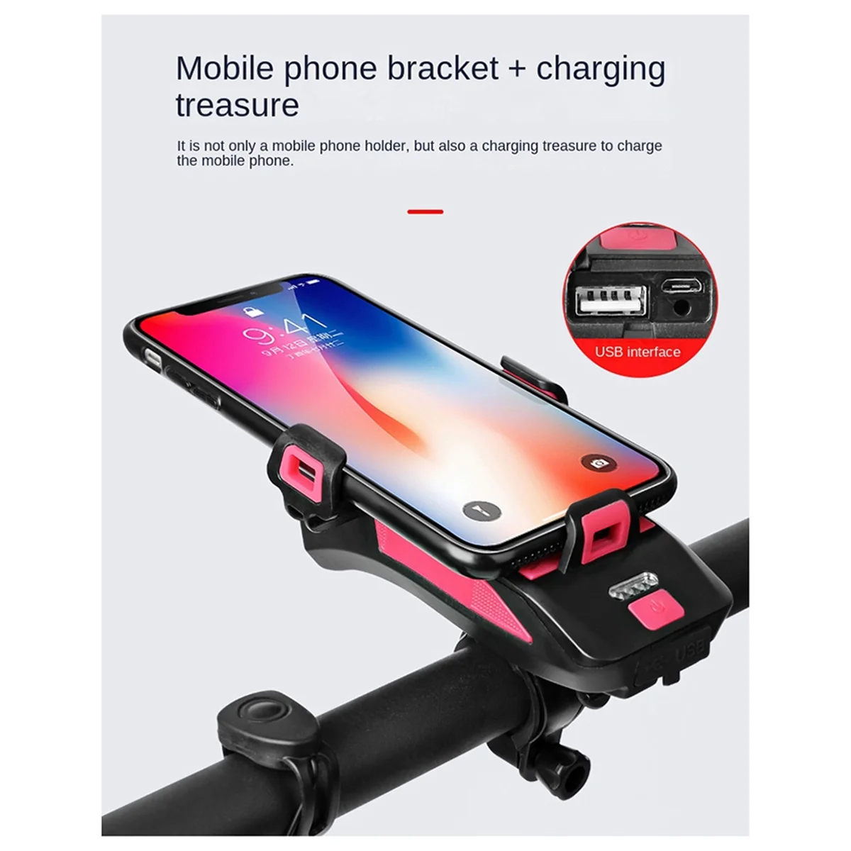 

2000 MAh Bicycle Light Mobile Phone Holder Bicycle Front Light Mobile Phone Holder Power Bank Speaker Light Blue