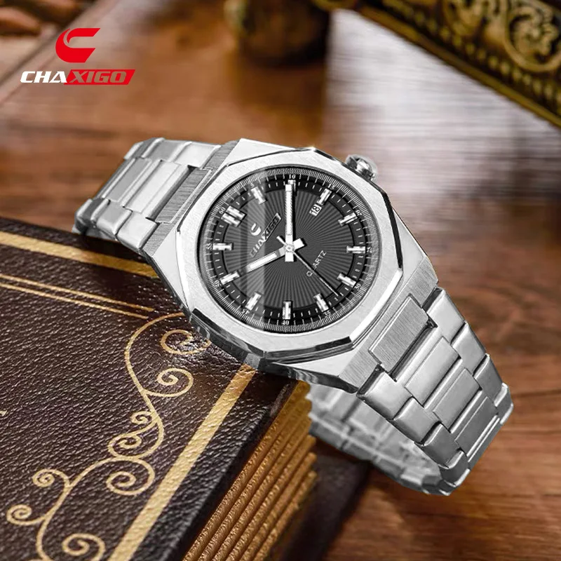 CHAXIGO 6121 Quartz Steel Strip Men's Watch Luxury Watch Waterproof Calendar Watches for Men Relojes Para Hombres Reloj Hombre