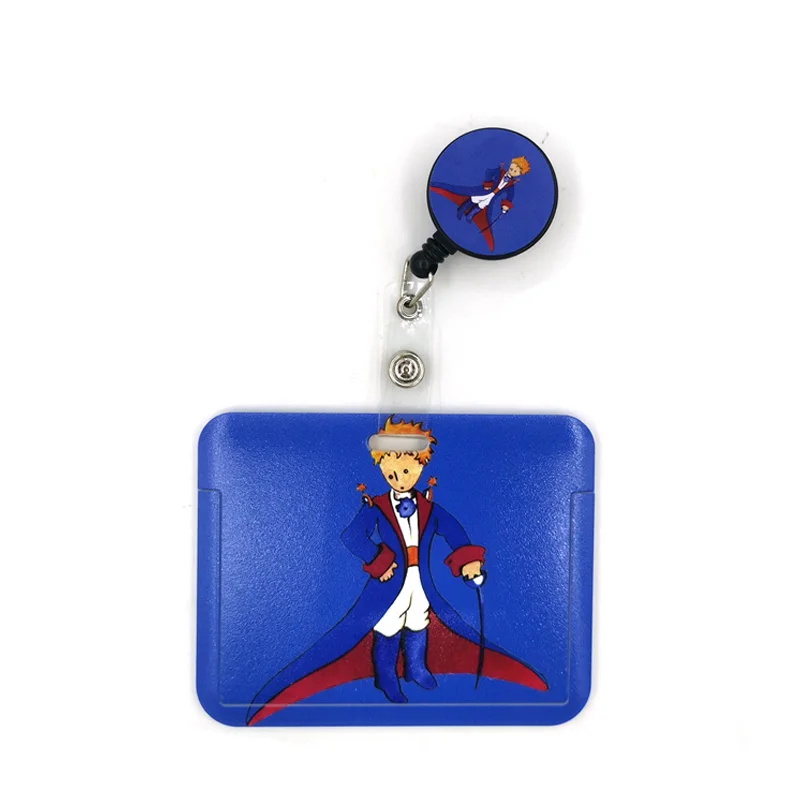 Blue Little Prince Cartoon Cute Credit Card Holder Lanyard Women Men Kid Student Badge Reel ID Name Clid Card Badge Holder