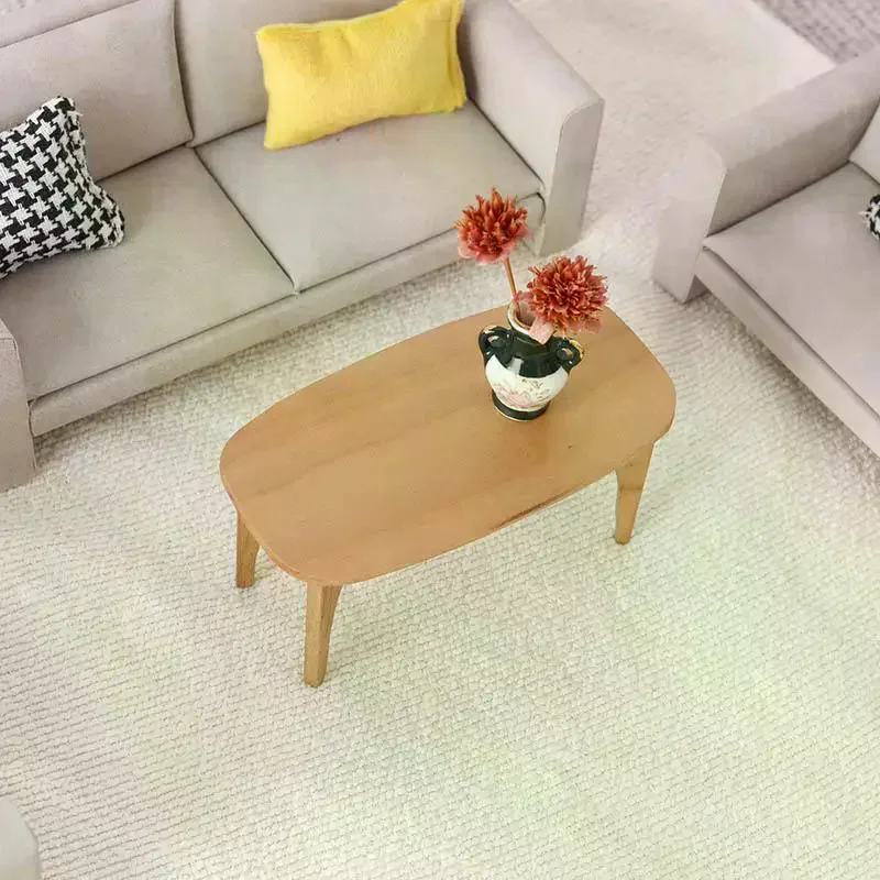 لطيف دمية المنمنمات الكرز الخشب طاولة القهوة مكتب نموذج أثاث صغير الحلي الاطفال التظاهر اللعب لعبة DIY بها بنفسك ملحق الهدايا