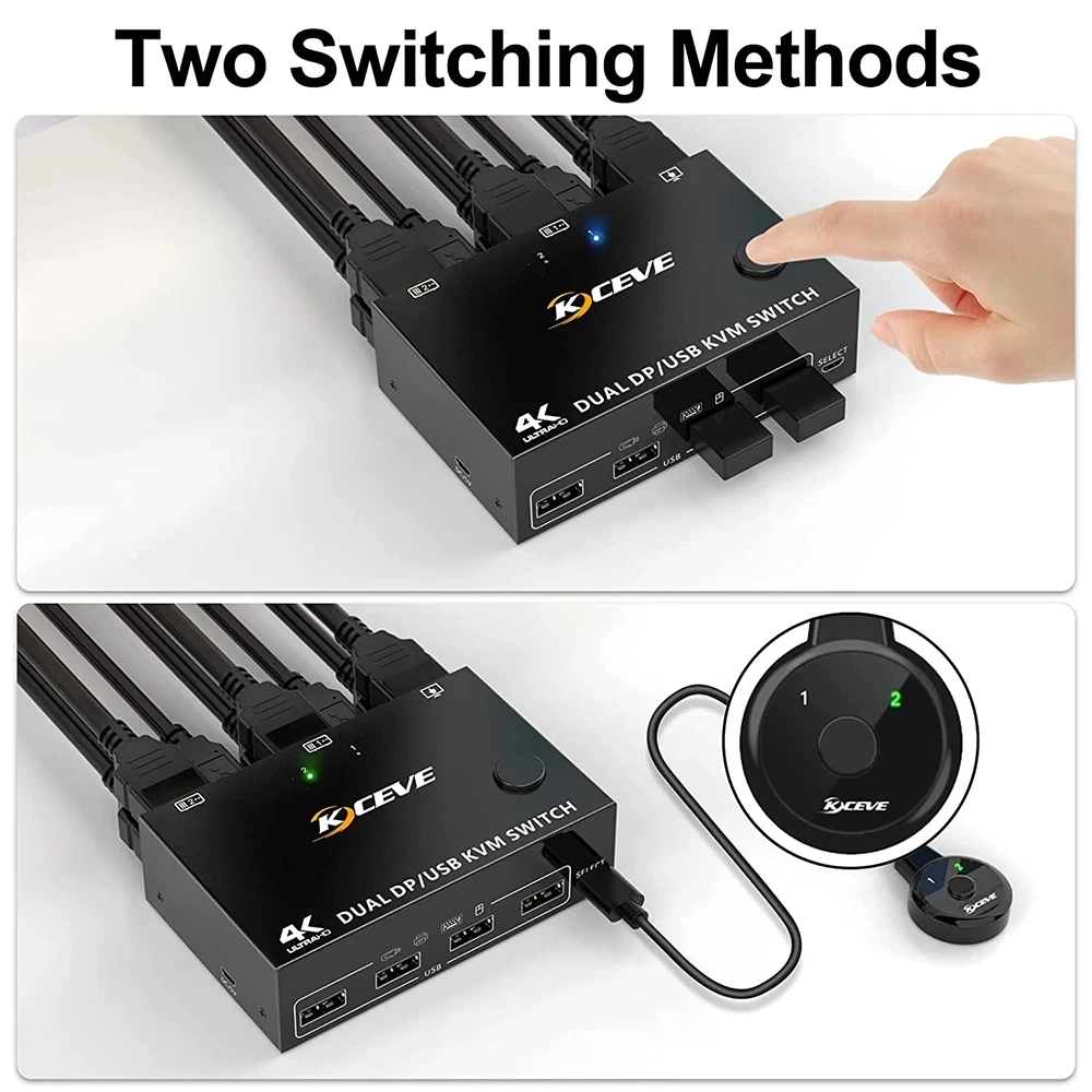 Imagem -04 - Dual Display Kvm Switch Displayport por Cabo 1.4 Extended Display pc ou Laptop Share Teclado Mouse Monitores dp