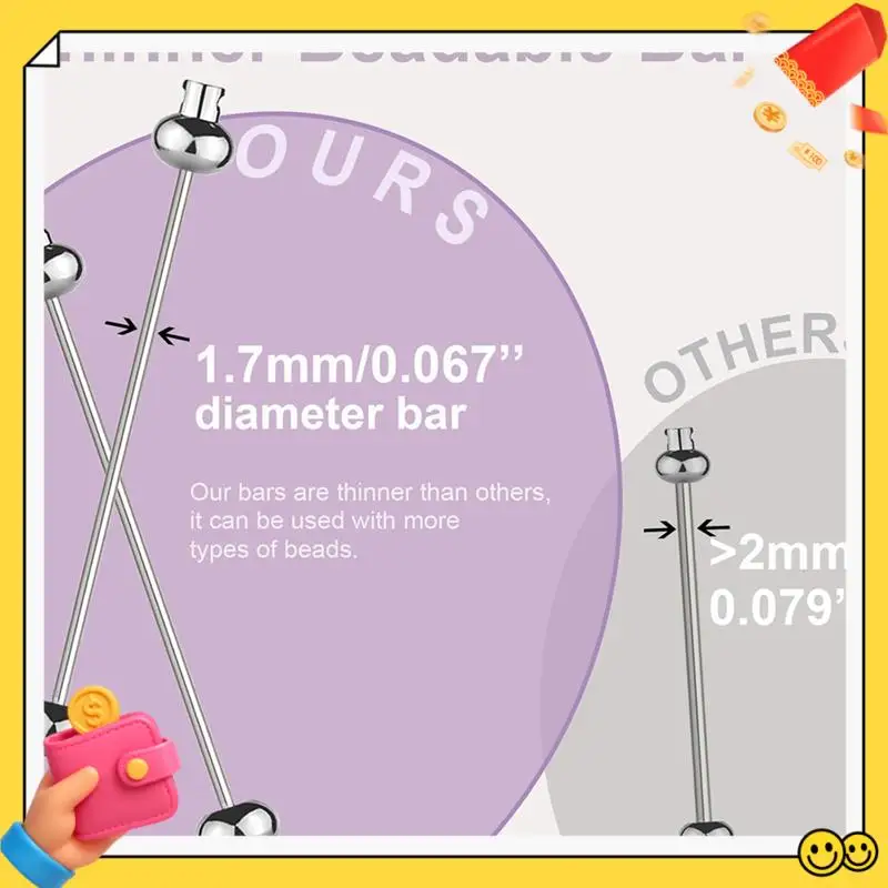 

A89Q-Beadable Keychain Bars Bulk Blank Cute Keychains Bar For Beads Purse Keychains For Women Man