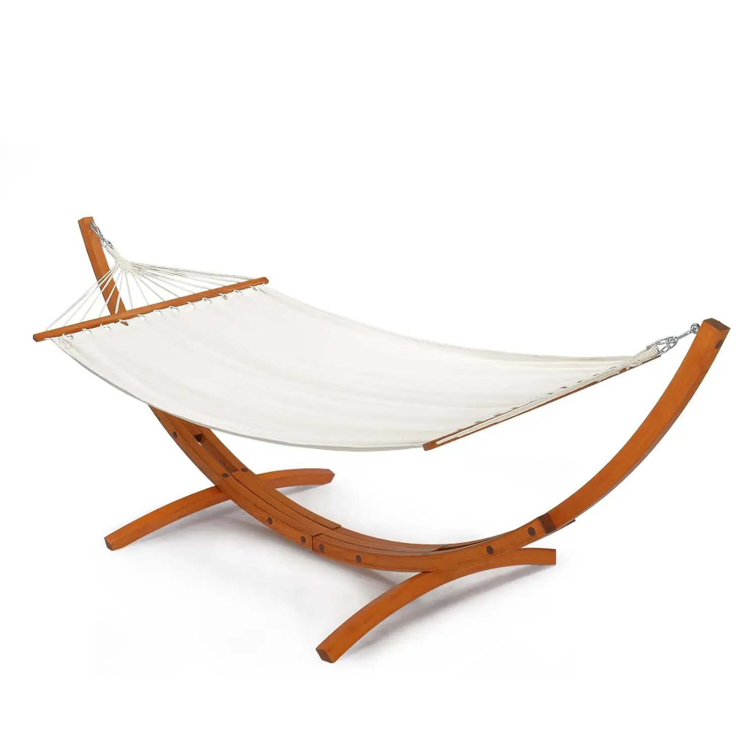 Premium Double Hammock Set with Curved Hardwood Stand - 10.5ft Outdoor Relaxation System (400lb Capacity), Customized