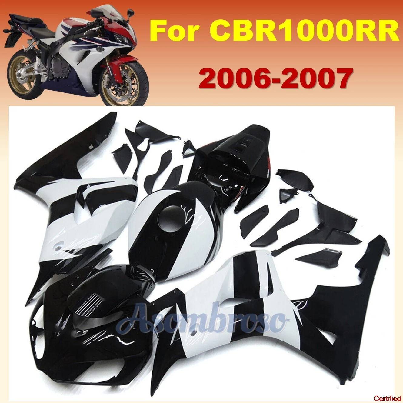 

Black white Fairings Kit fit for CBR1000RR 2006 2007 CBR1000 RR 06 07 CBR 1000RR Plastic Fairings