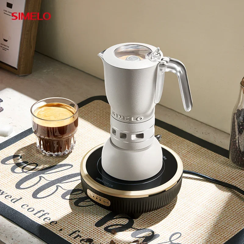 SIMELO Electric Mocha Pot Fresh extract Coffee Gift Box Electric pottery furnace Mocha Pot Set Aluminum Moka Pot Coffee Maker