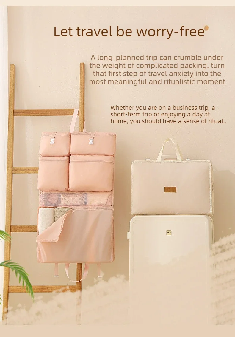 Reise-Hängeaufbewahrungstasche Tragbarer Faltbarer Mehrfach-Organizer für Kleidung und Accessoires – Detail 3