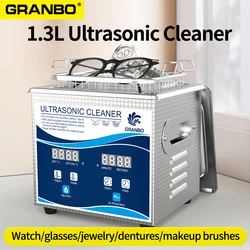 Ultrasonic Banho Jóias Cleaner, Digital Degas, Lavadora de Ultrassom para Bala Shell Óculos Anel Relógios, 1.3L, 120W