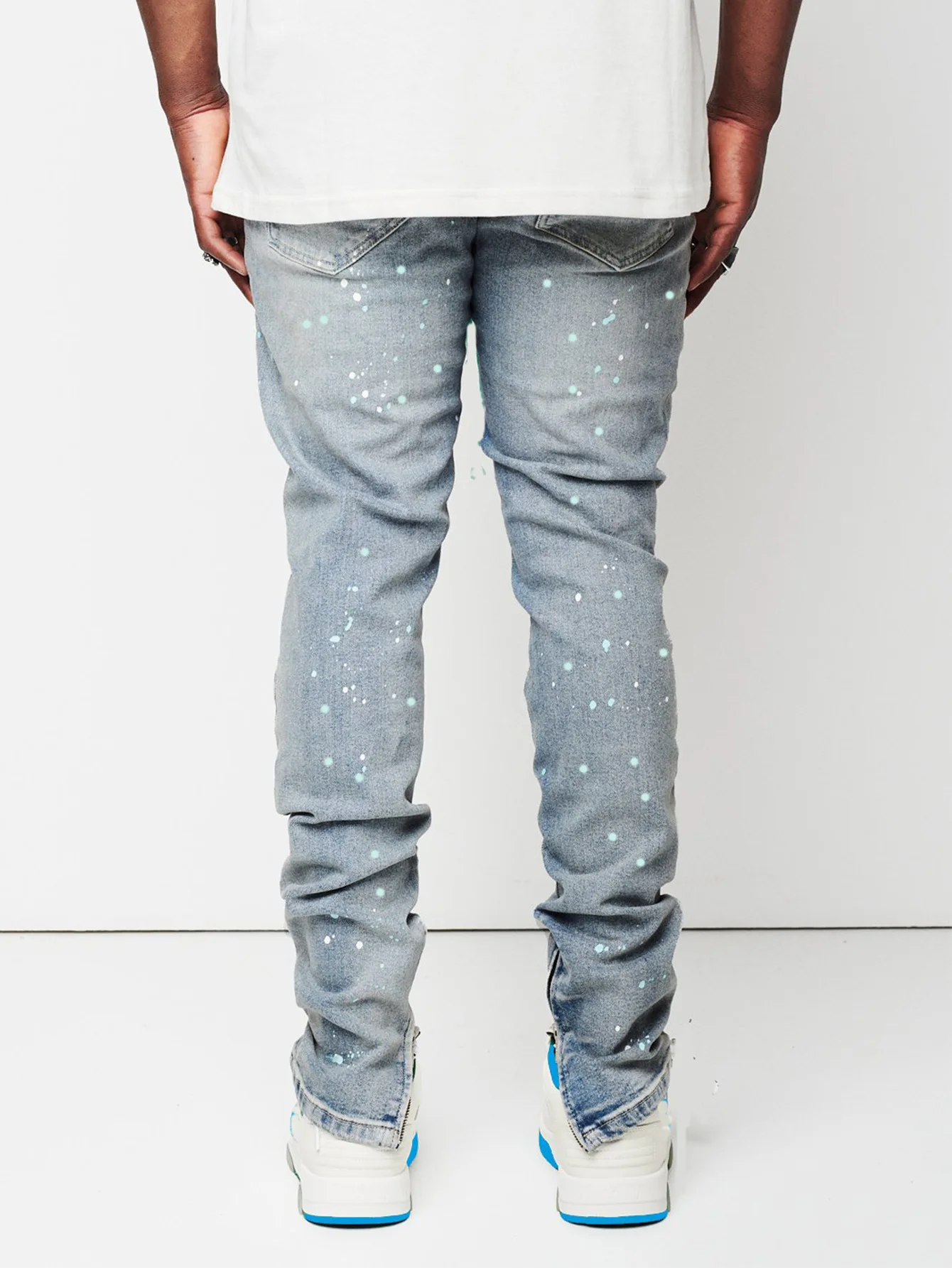 Pantalones vaqueros rasgados para hombre, Jeans ajustados de lápiz con pintura artesanal, ropa de calle Hipster, a la moda, novedad de 2022, XS-XL