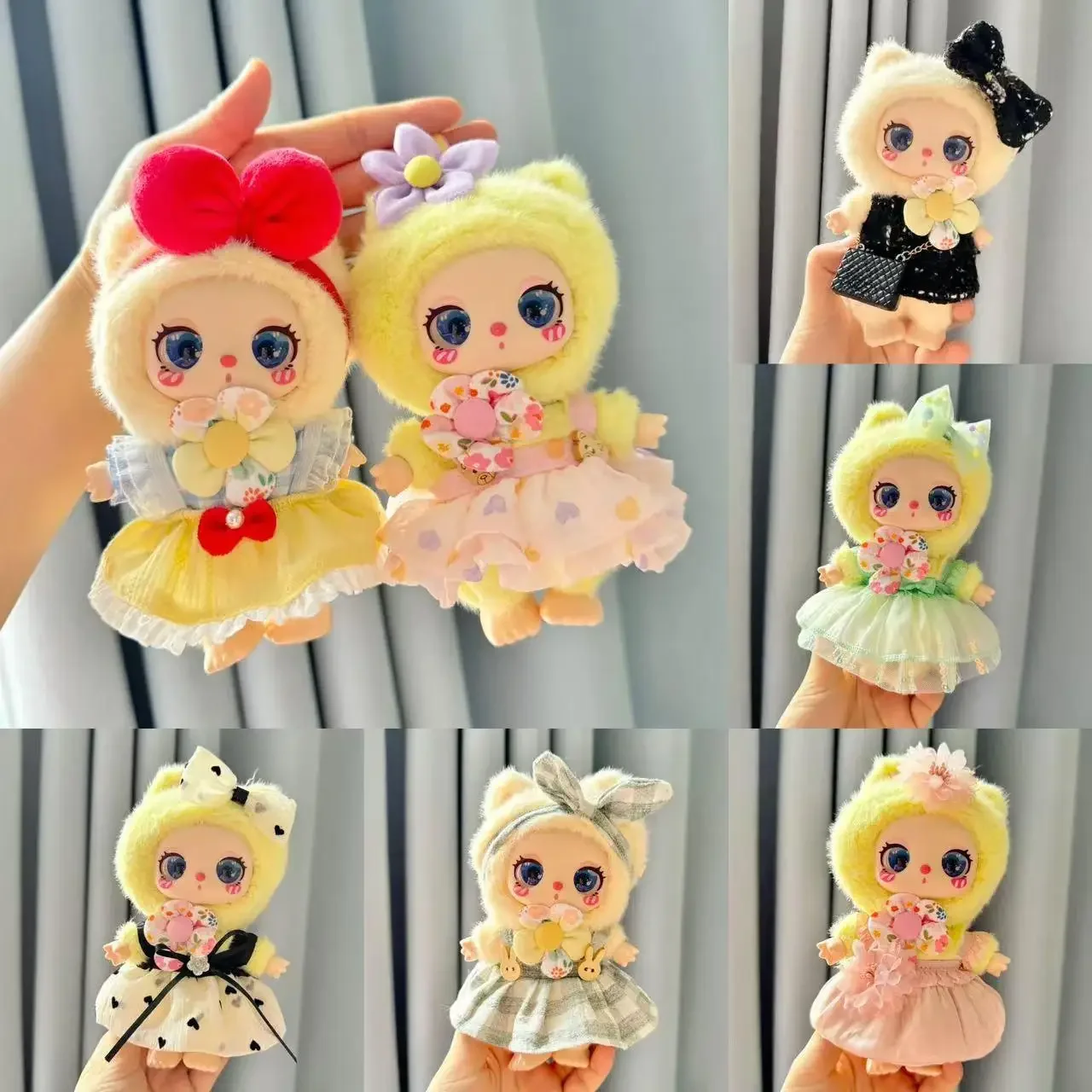 Pakaian boneka mewah Mini 16cm aksesori pakaian untuk Liila LUCKY CAT Idol kotak-kotak rok cantik hadiah pakaian