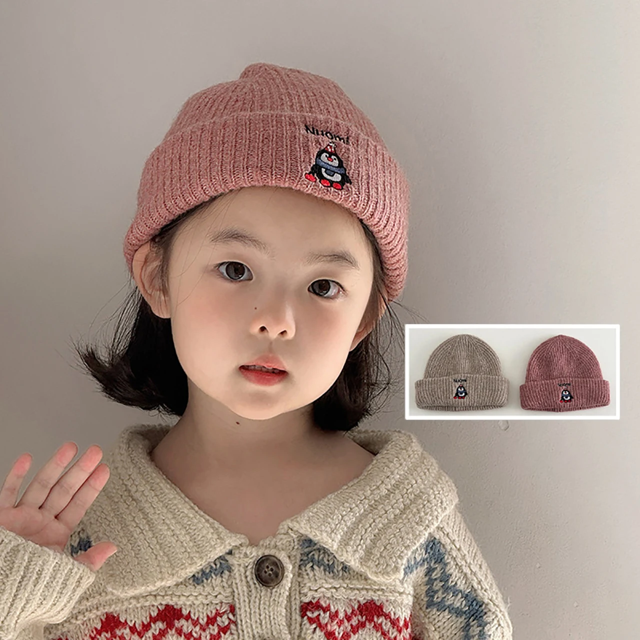 Inverno caldo cartone animato carino cappello da bambino pullover tinta unita lavorato a maglia addensare inverno caldo berretto ragazzi ragazze bambino infantile berretti cofano
