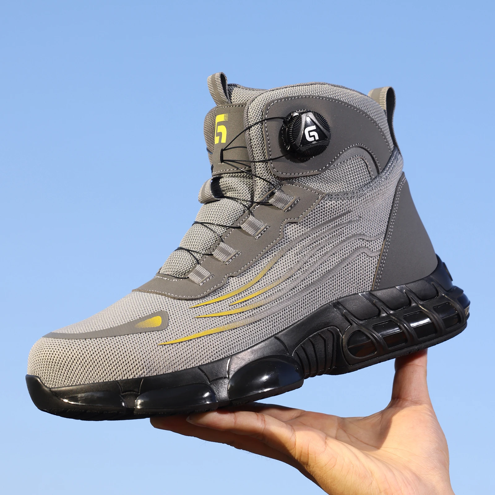 Men's work shoes with anti-shock and anti-stab function, suitable for all seasons, featuring TPU sole and lightweight design.