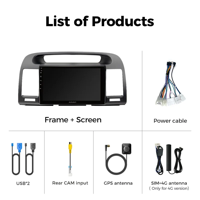 Ainavi Car Multimedia Player For Toyota Camry 5 XV 30 2001 2002 2003 2004 2005 2006 Carplay Android Auto 4G Wifi 2din