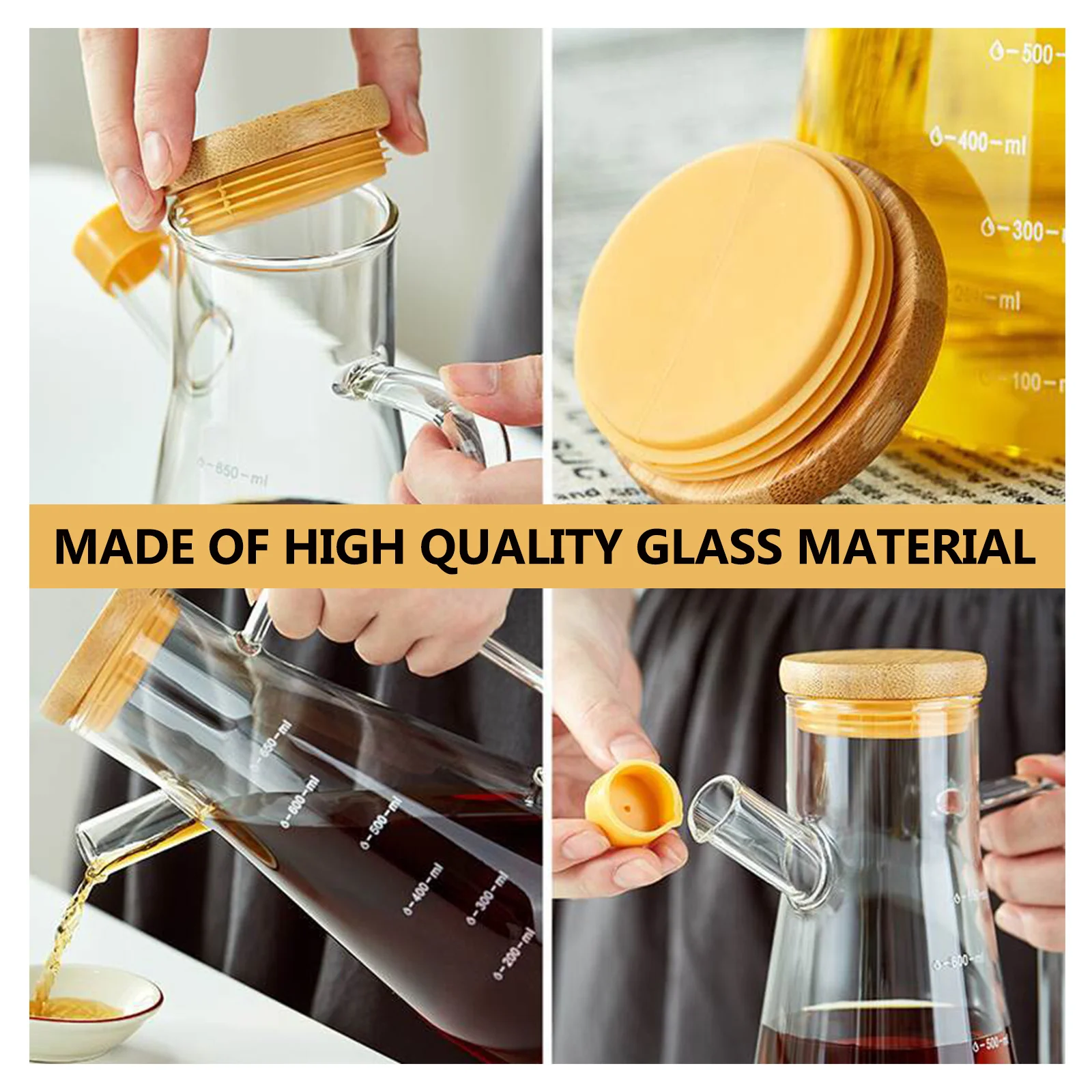 

650ml Glass Oil Dispenser Leakproof Kitchen Storage Container Heat Resistant Easy Clean Multiple Uses Oil Bottle