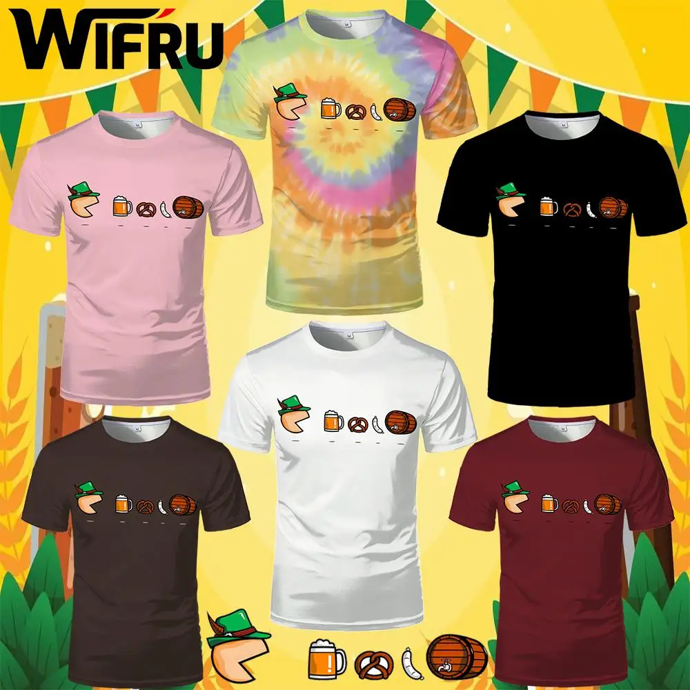 

2025 German Munich Oktoberfest Party Kid's T-shirt Funny Cartoon Beer Sausage Barrel Pattern Tees Men Women Festival Wear Tops