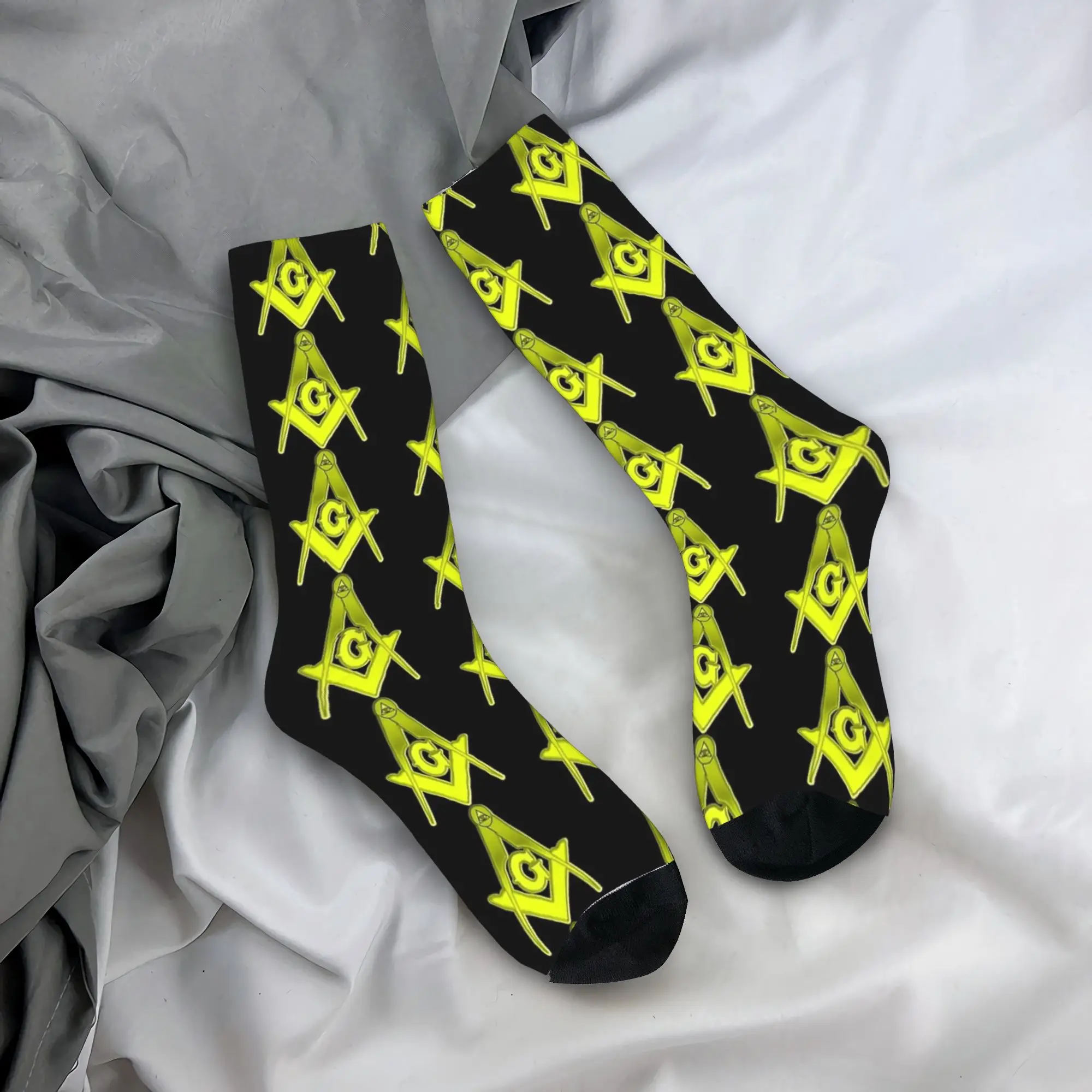 

Lime Green Freemason Compass Socks Autumn Stockings Funny Adults Men Medium Soft Socks Graphic Running Non-Slip Socks
