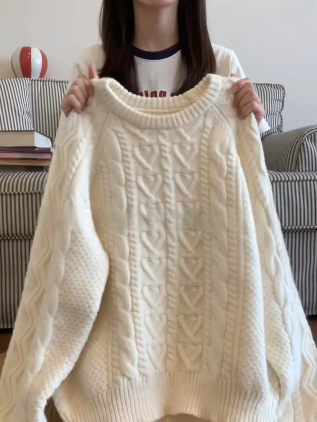 Suéter Hoado de Cuello Redondo de Color Puro Estilo Coreano, Suéter de Punto ueso y Suave para Otoño e Invierno, para Fig...