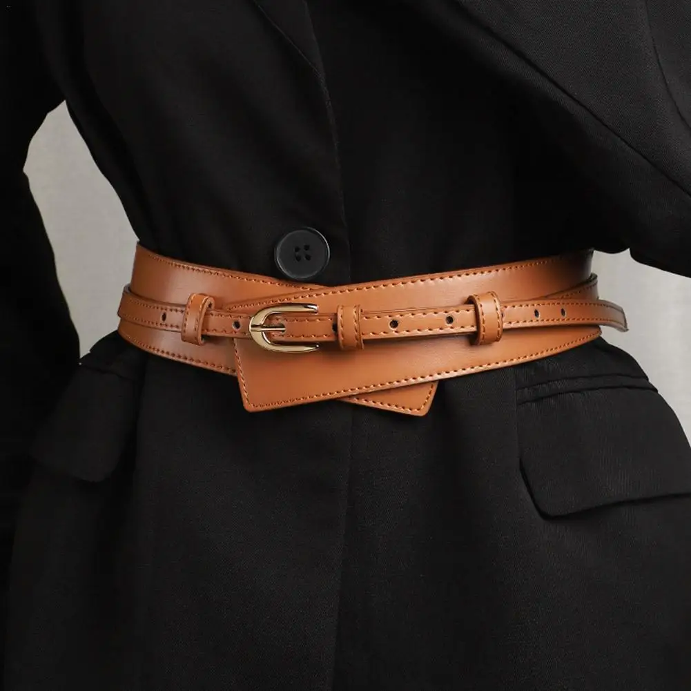 PU Leather Detachable Girdle Stylish Pin Buckle Wide Waistband Vintage Coat Dress Belt For Women Female Wide Soft Waistbands