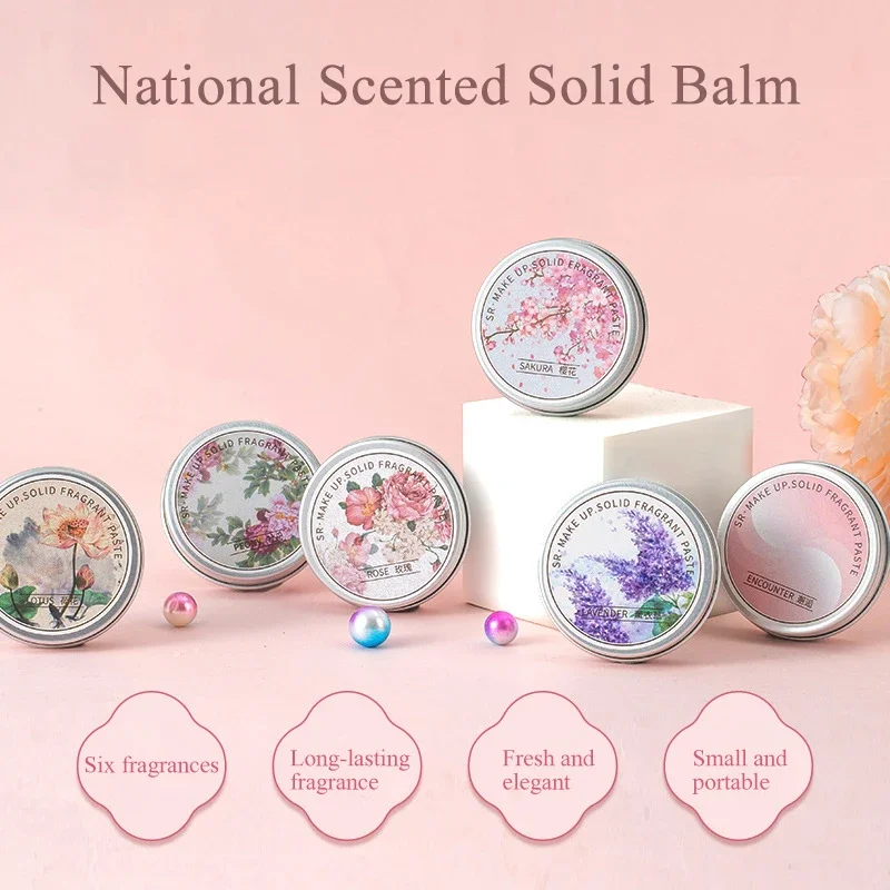 

Sdottor New Women Solid Perfumes Peony /Lotus/Sakura/Lavender Portable Balm Fresh Elegant Long-time Fragrances Body Antiperspira