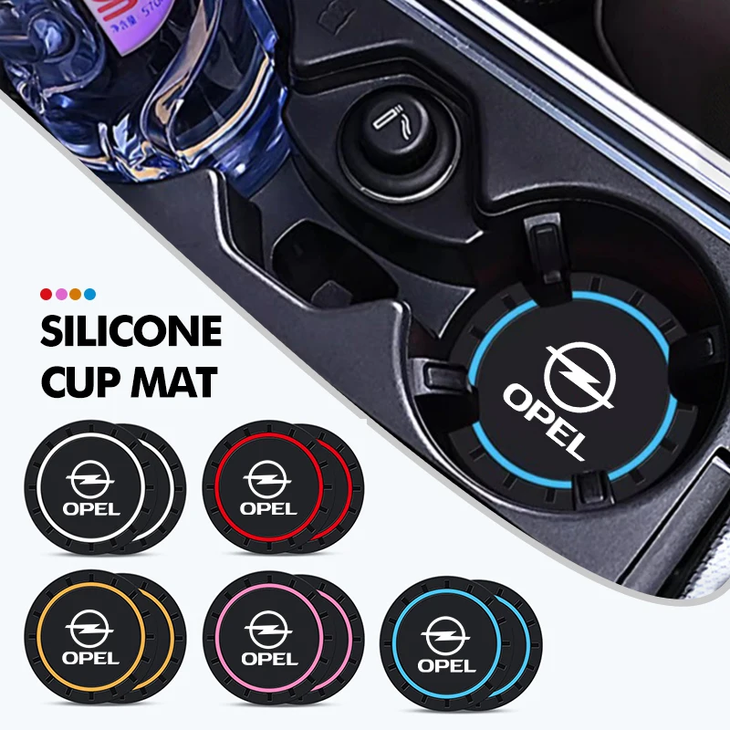 2Pcs Car Silicone Coaster Anti-Slip Water Cup Drink Mat For Opel Zafira Meriva Mokka Vivaro Vectra Antara Ampera