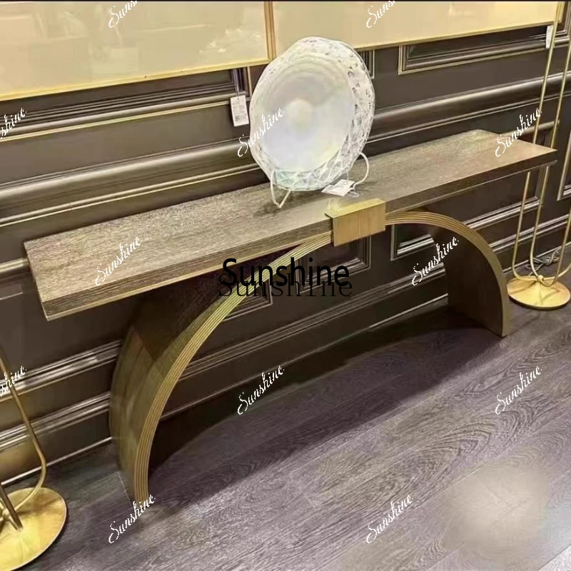 Senna Light Entrance Platform Modern Light Luxury Solid Wood Carving ShelfX