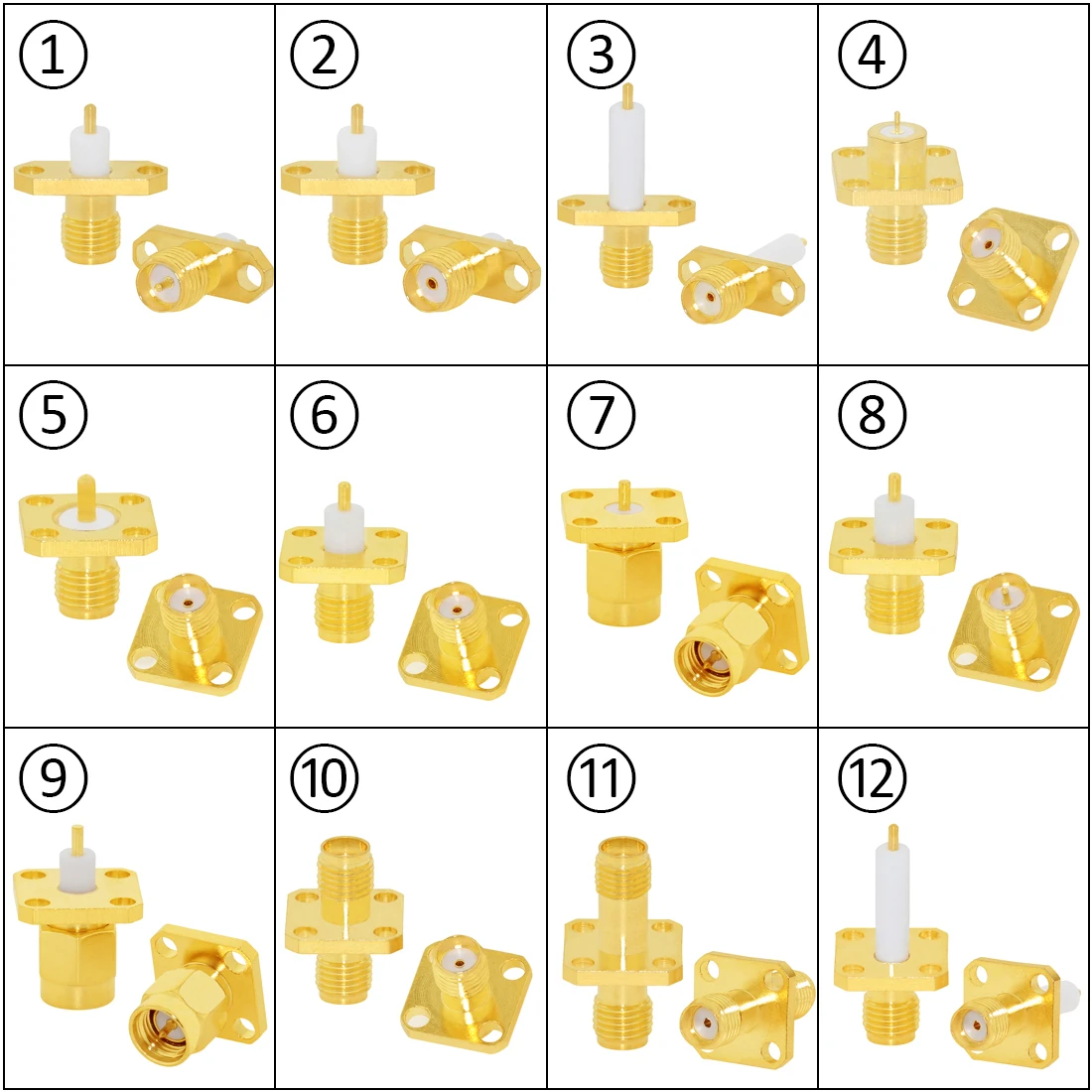 1PC SMA Male/ Female RF Coax Connector Panel Mount Flange Chassis Solder Post Wire Terminal Adapter Goldplated Wholesale Price