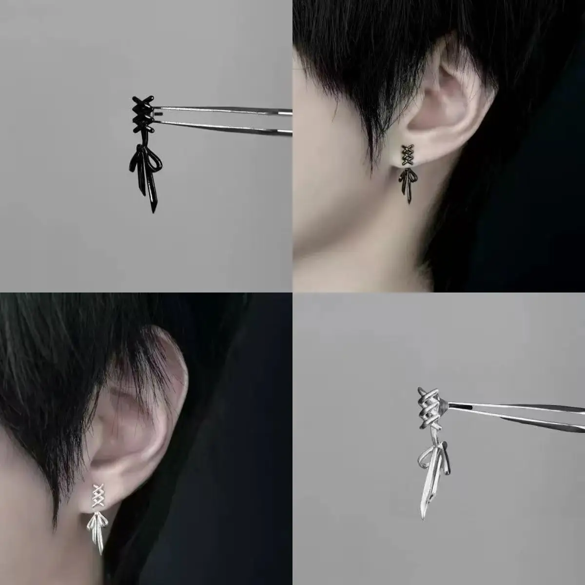 

2026 New Fate Knot Vintage Stud Earrings Back Hanging Bow Earrings Unique Minimalist Ear Cuff Jewelry for Women Gift