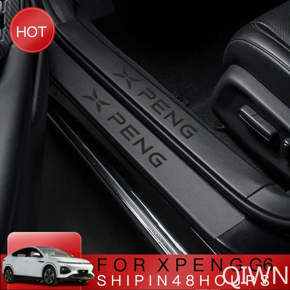 QIWN Suitable For Xpeng G6 2024 Car Door Sill Strips Foot Pedals Anti Stepping Interior Modifications Accessories Decorative Par