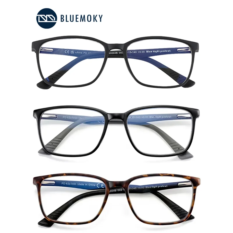 

BLUEMOKY Trendy Men Square Optical Lenses with Recipe Anti Blue Light Glasses Reading Presbyopia Man Magnifying Eyeglasses