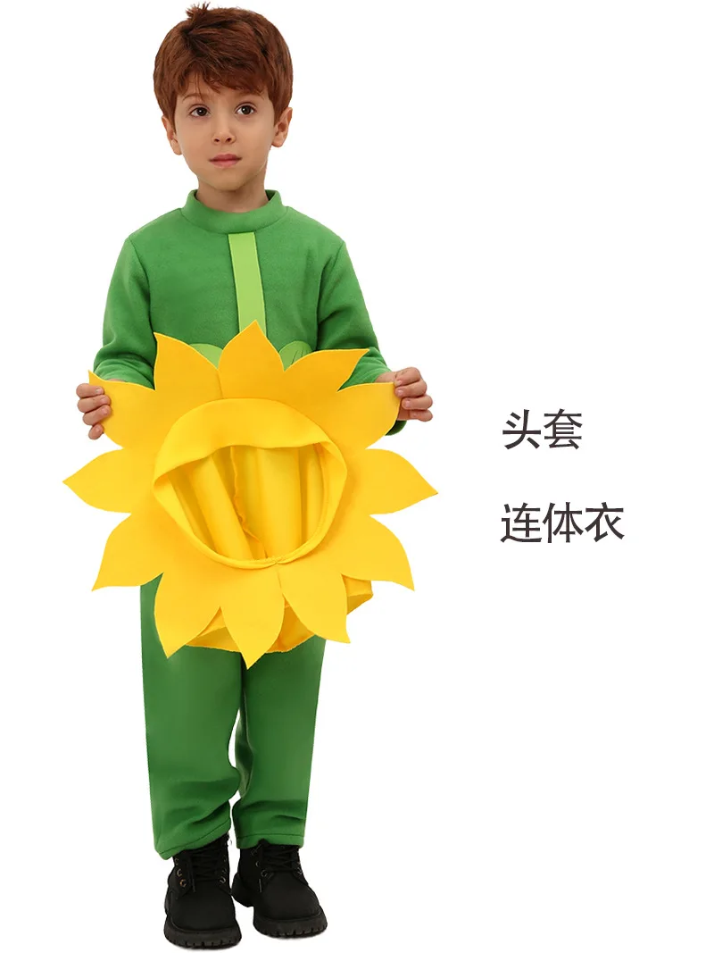 Disfraz de plantas y girasoles para niños, traje verde, Día Internacional, Halloween