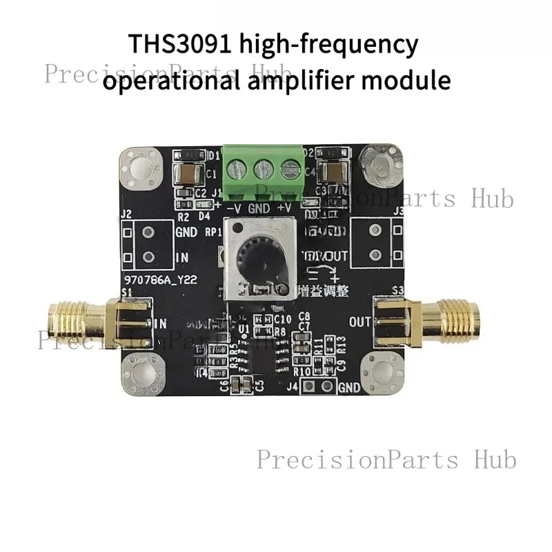 THS3091 High-frequency operational amplifier module with 210MHz bandwidth current feedback and adjustable gain for 27V output