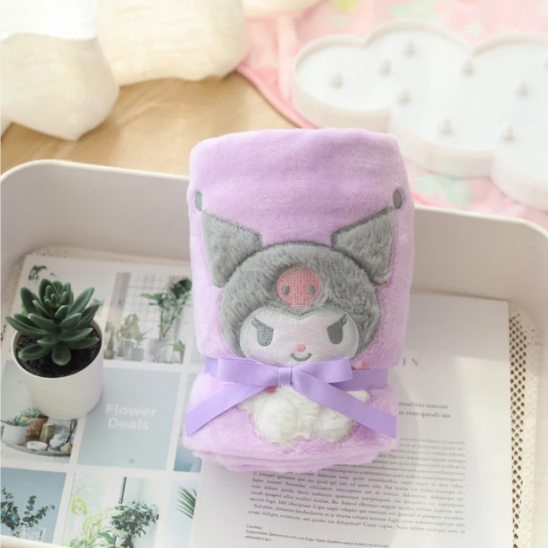 Sanrio Anime Peripherals Kuromi Hello Kitty Melody Single Shawl Air Conditioning Blanket Office Lunch Break Children Gift