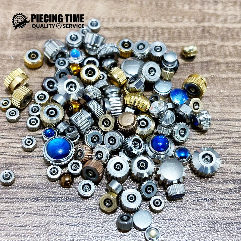 Hand 100PCS Mixed Waterproof Steel Watch Crown With Various Sizes And Colors Watch Accessories DIY Watch Accessories