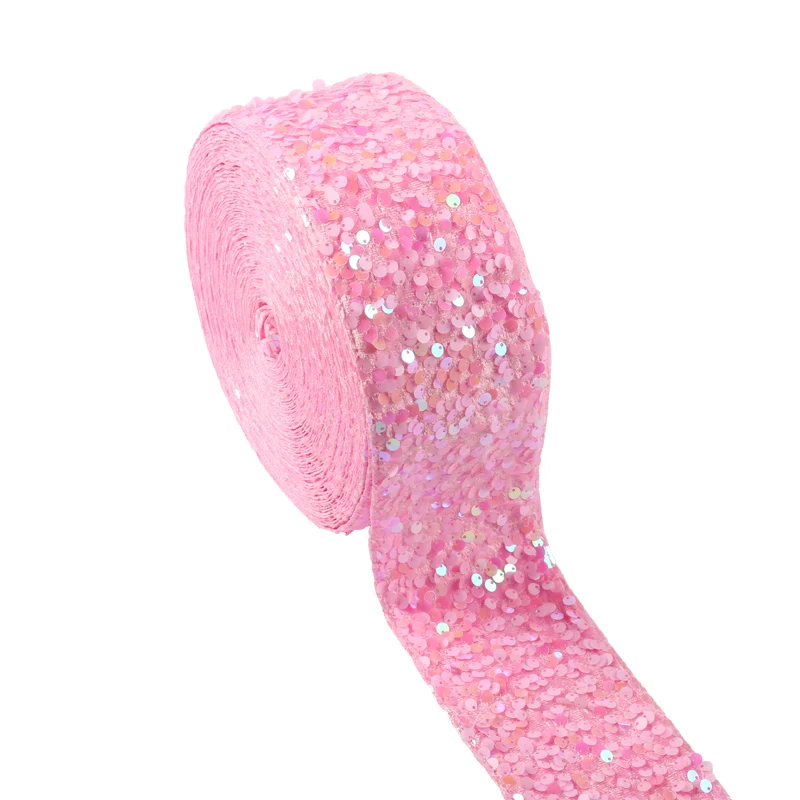 Pink Sequin Ribbon 3inch 75mm Ribbon 20yards for Hairbows Craft Materials DIY Accessorics