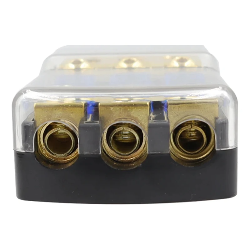 4 Way ANL Fuse Holder, Copper 0/2/4 Gauge To 4/6/8 Gauge 60 Amp Fuse Distribution Block For Car Audio Amplifier Replacement