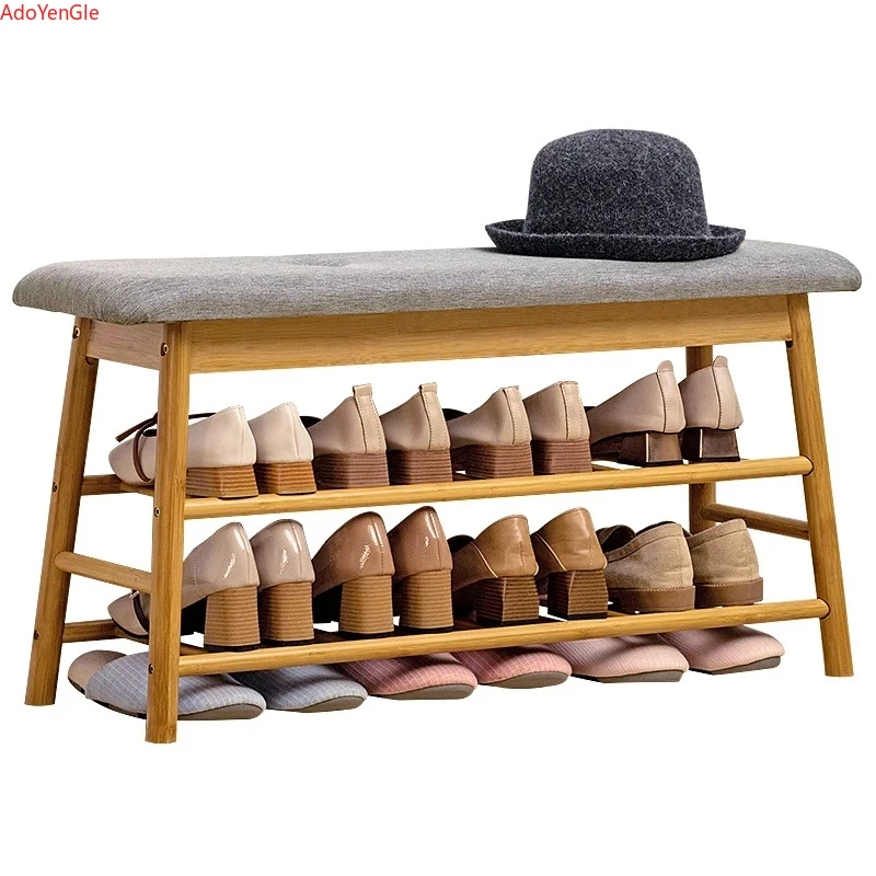 Wooden Shoe Changing Stool chair Design Doorway Storage Cabinet Vintage Nordic Furniture shoe rack organizer Household bench