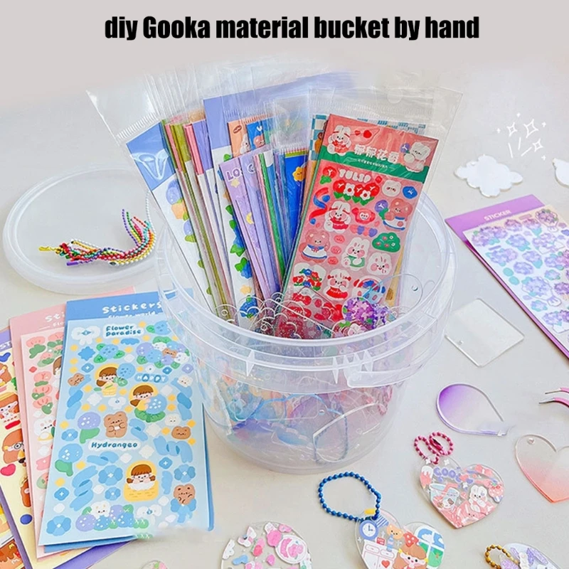 Lovely Sticker Pack for Student Handmade Cartoon Stickers with Keychain Blanks