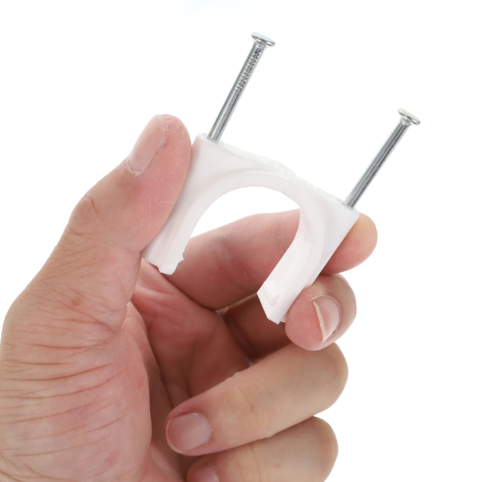 

1Set White Double Nail Cable Clips Round PVC Wire Clips Durable Practical Organizer for Wall Telephone Network USB Cables