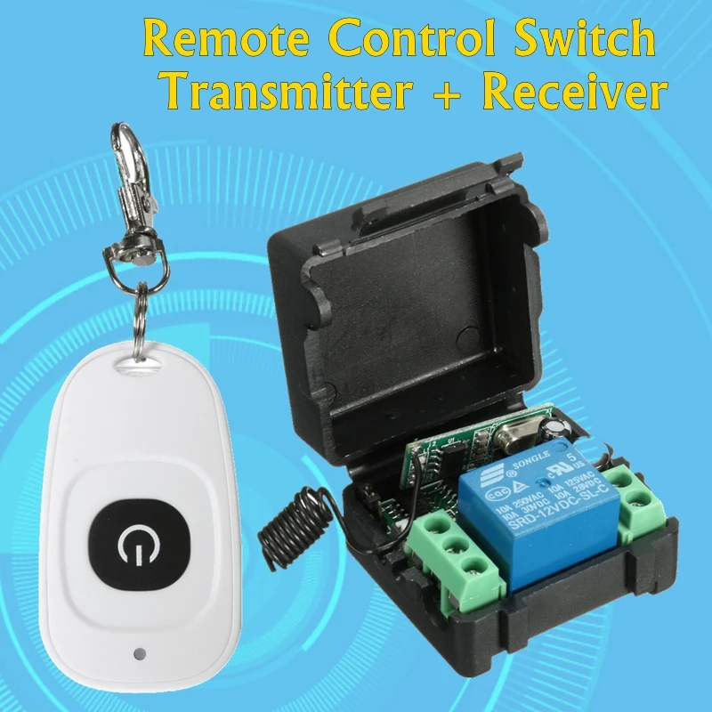 

5sets rf 433mhz remote Switch DC12v 10A Relay 1CH Wireless RF Remote Control Switch Transmitter + Receiver 315mhz 40mm*37mm*25mm