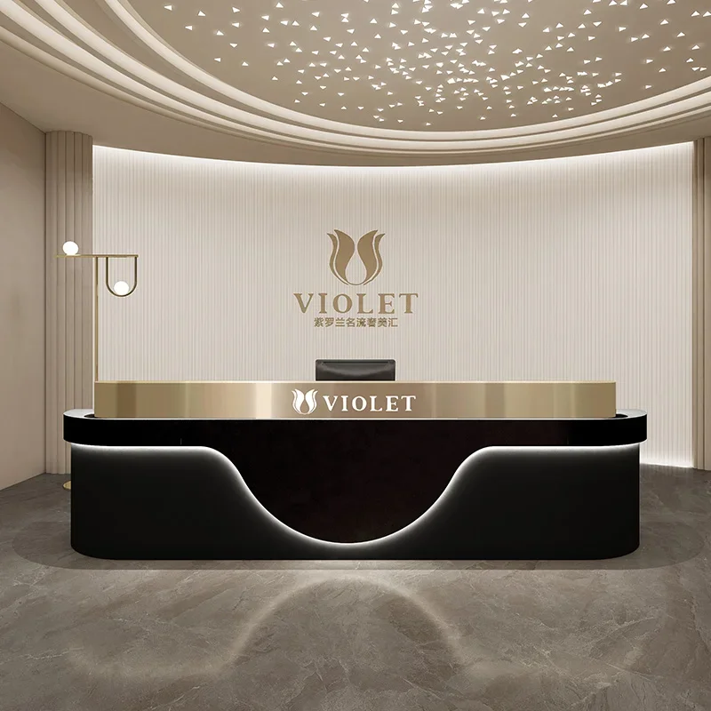 Luxury Hotel Reception Desk Podium Coffee Commercial Clinic Reception Desk Premium Comptoir De Caisse Boutique Shop Furniture