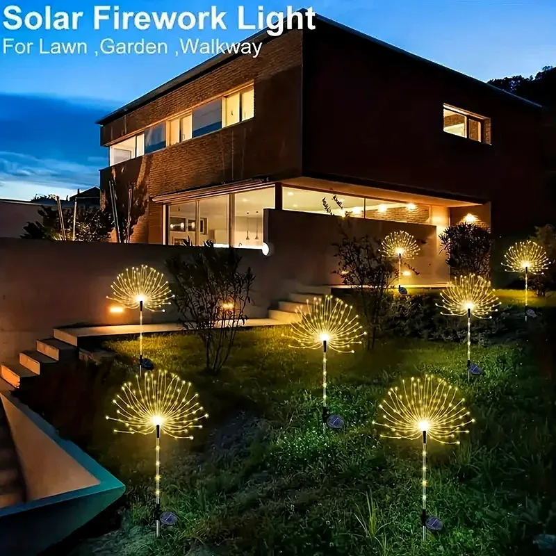 Imagem -05 - Impermeável Solar Fireworks Lâmpada Árvore ao ar Livre Luz Faça Você Mesmo Decoração Gramado Pátio Jardim 200 Led Lâmpada