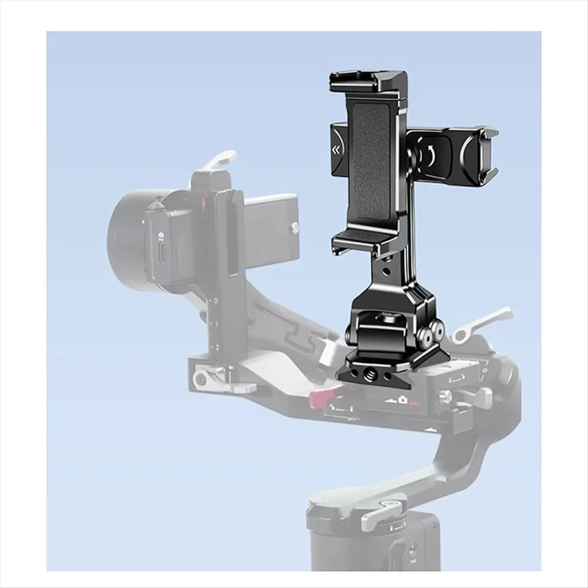 support-de-teleprompteur-n05r-a-rotation-360°-avec-double-support-de-telephone-et-trepied-trous-1-4-et-3-8-pour-pince-qr-arca-swiss-pour-dji-rsc2-rs3