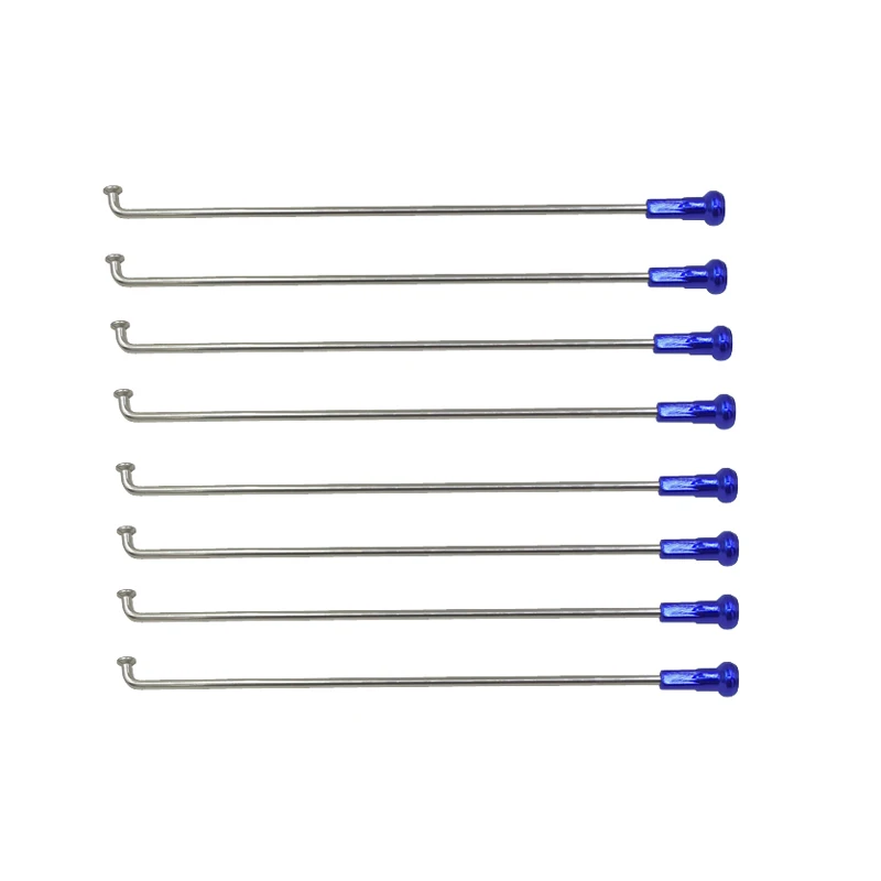 

9G Diameter 3.5mm Motorcycle Spokes Round Body J-bend Material 304 Stainless Steel Spokes With Blue Color Aluminum Alloy Caps