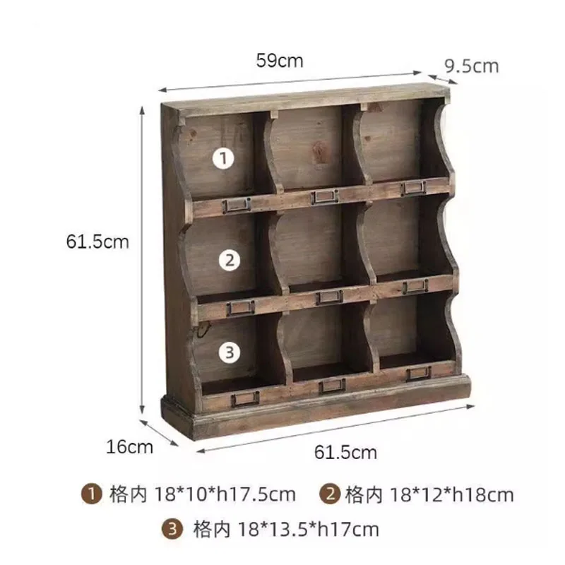

Solid wood American Bogu rack Small desktop tea set Storage rack table room ornament Display lattice rack