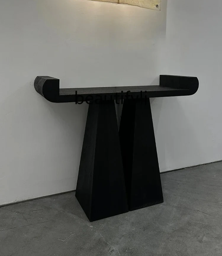 

Living room decorative table corridor for typhoon water cabinet black solid wood entrance table decorative cabinet