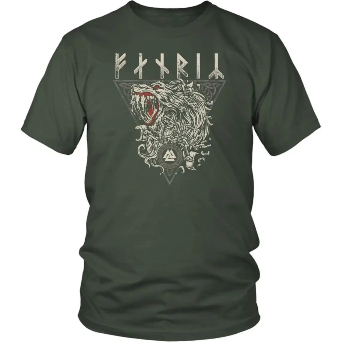 Norse Mythology Ragnarok Fenrir Wolf T-Shirt 100% Cotton O-Neck Summer Short Sleeve Summer Casual Mens T-shirt Size S-3XL