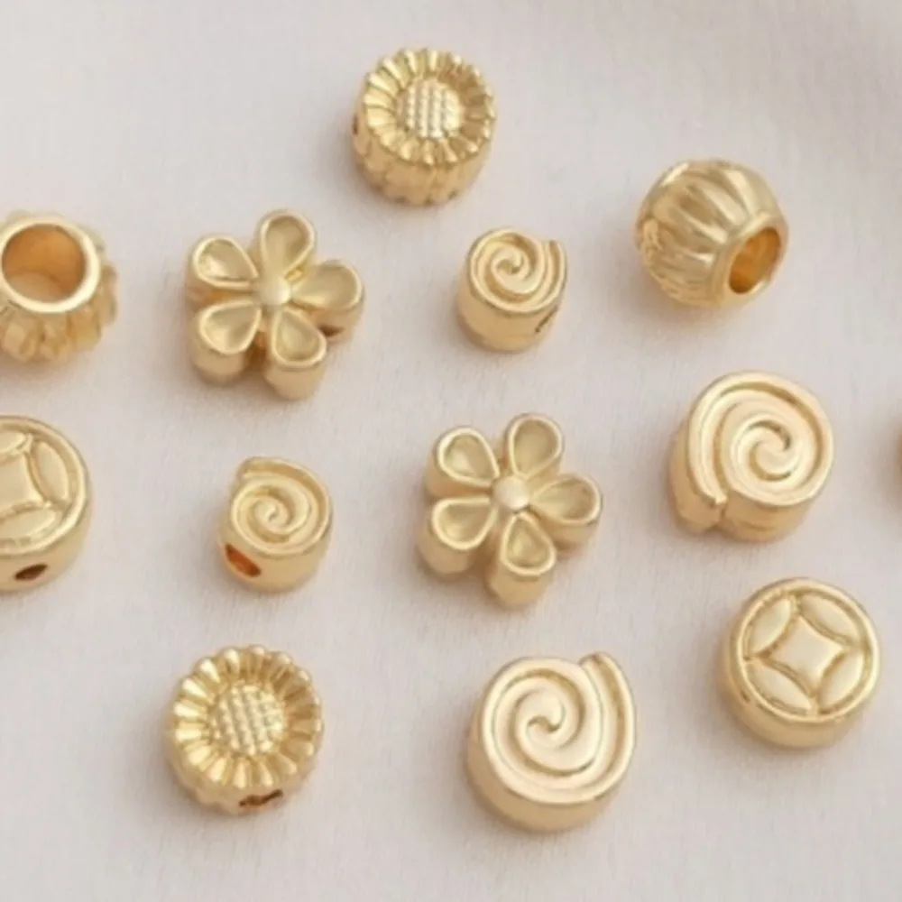 

Copper Bead 14K Gold Color Lollipop Small Daisy Lantern Copper Bead Separator Handmade Beaded DIY Jewelry Loose Bead Accessories