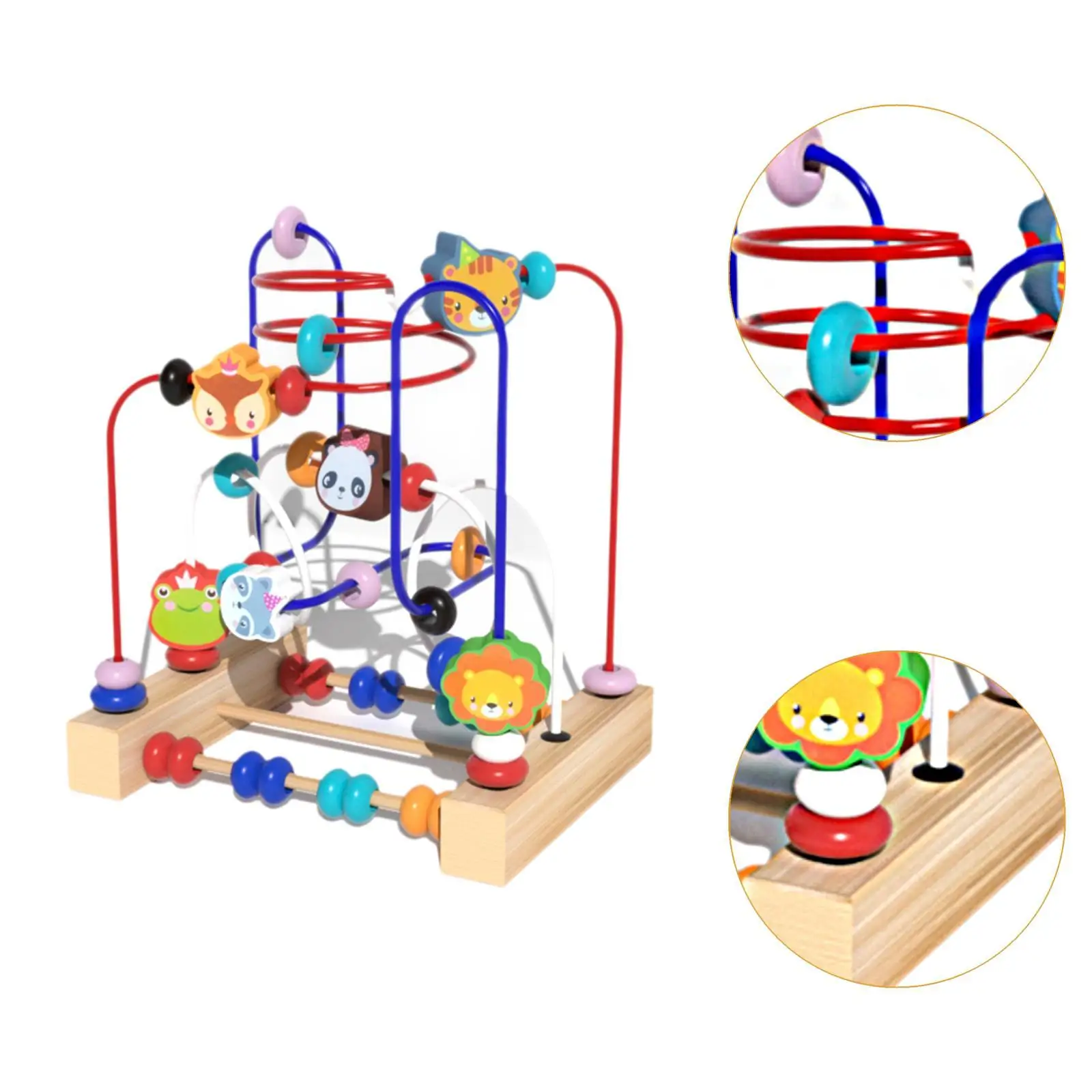 Wooden Bead Maze Toy Wooden Colorful Roller Coaster for Baby New Year Gift