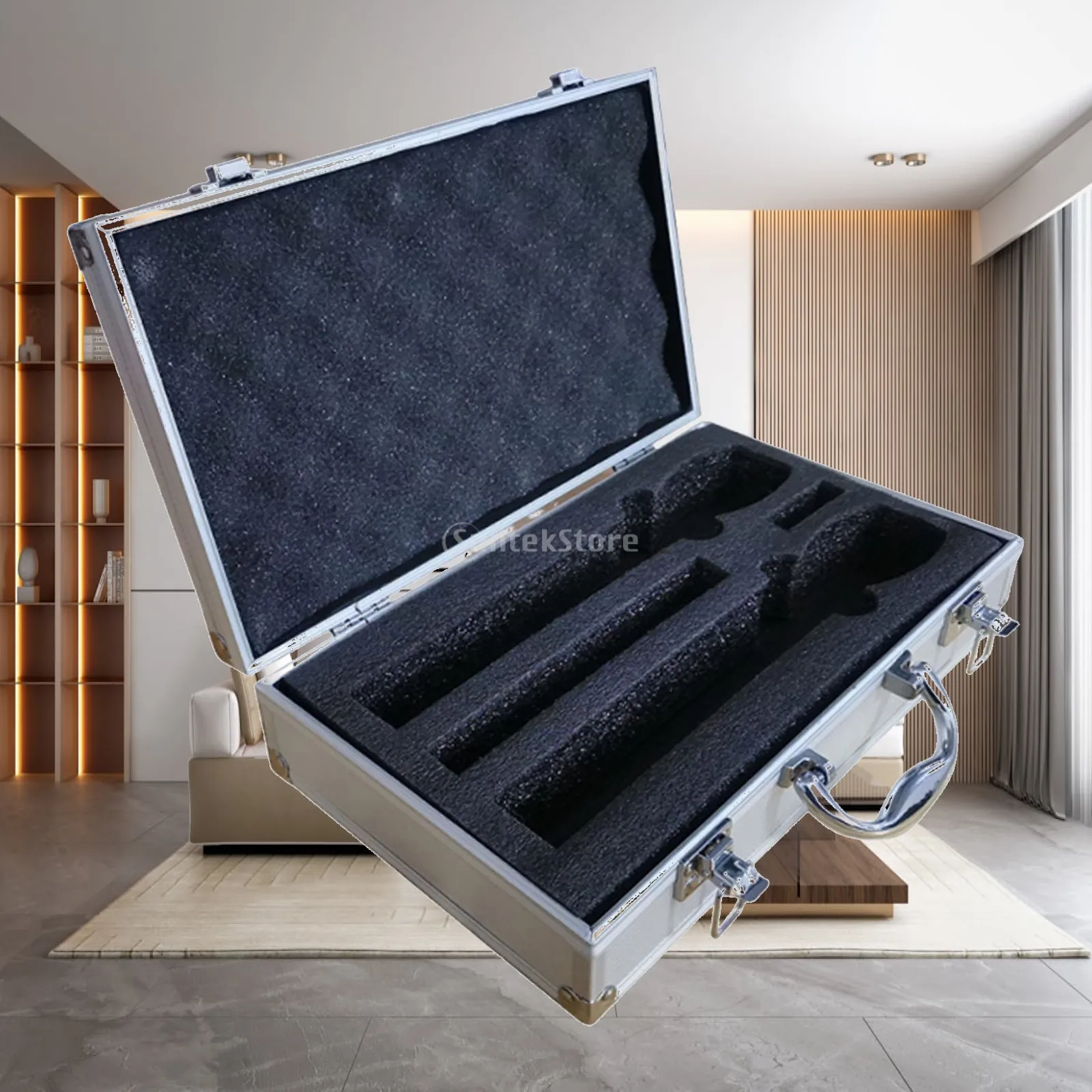 Protective Microphone Carrying Case Hardshell Aluminum Organizer Box Dustproof Shockproof for Live Streaming Broadcasting